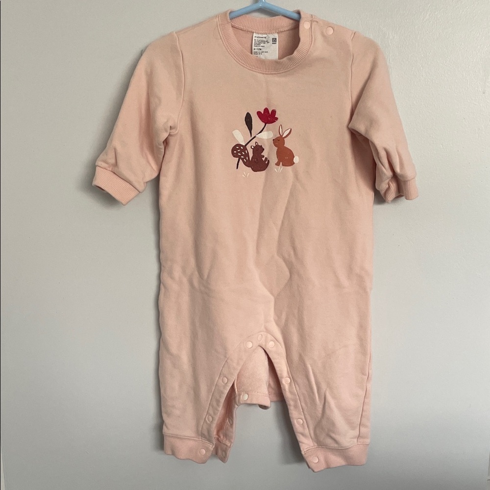Uniqlo Light Pink Kids Footie with Animal Design